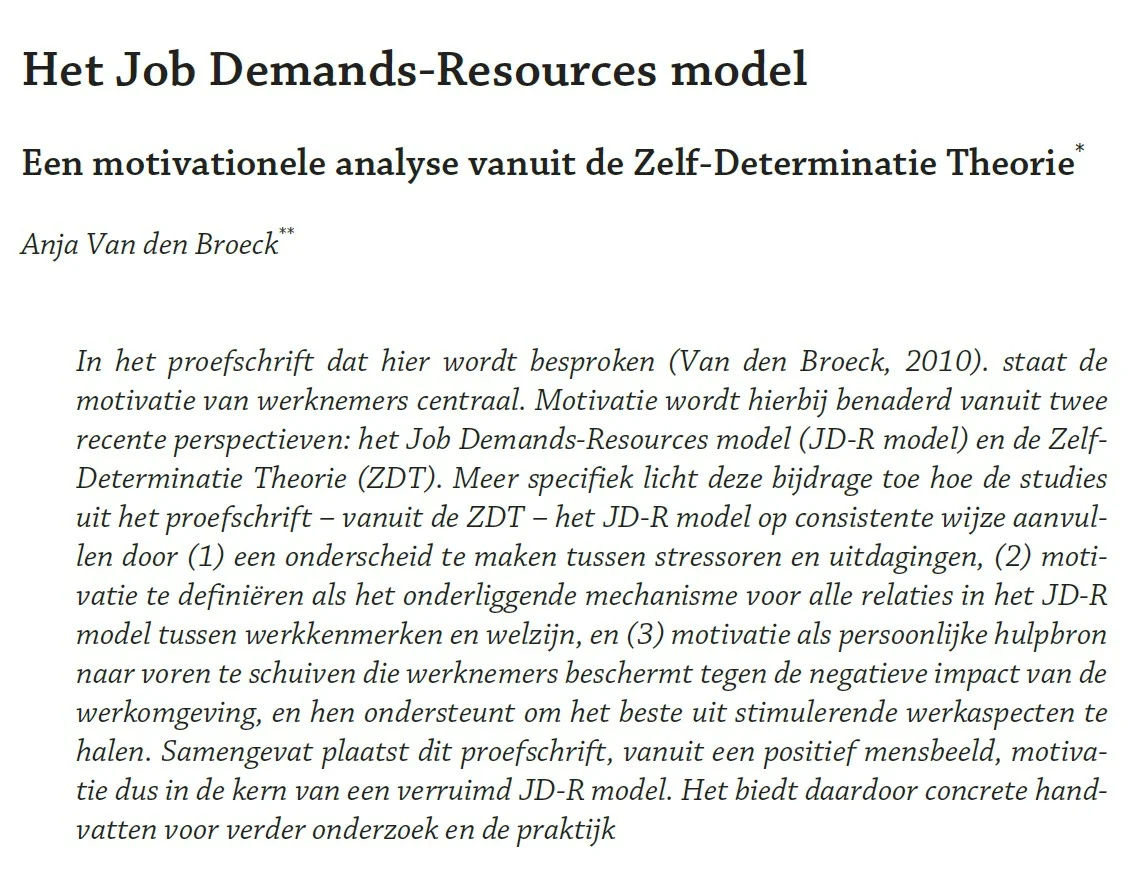 De leegheid van J-DR en Conservation of Resources theorie